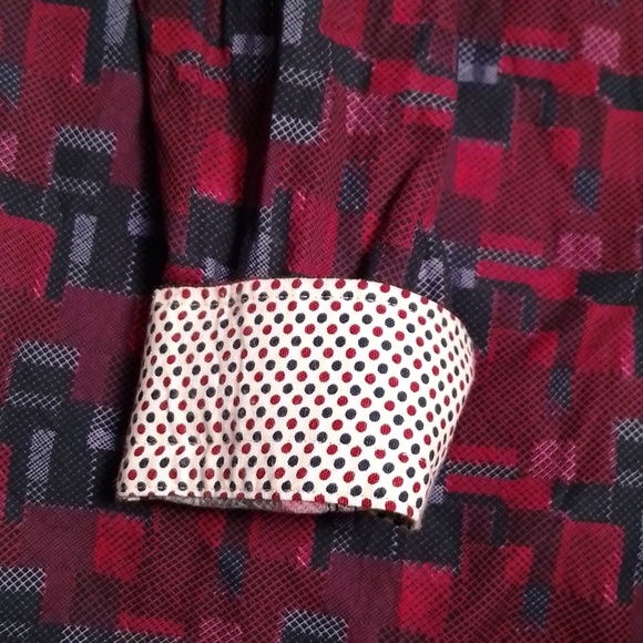 Marco mens red and blue button down  shirt with polka dot flip cuffs medium - Picture 3 of 5
